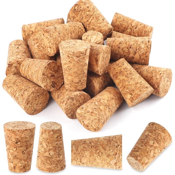20 Pack Soft Wood Corks, Tapered Cork Plugs Wine Bottle Stopper, Leakproof Wine Bottle Corks, Natural Wine Corks, Wooden Replacement Corks for Wine Beer Liquor Bottles, 0.94×0.67×1.38 In
