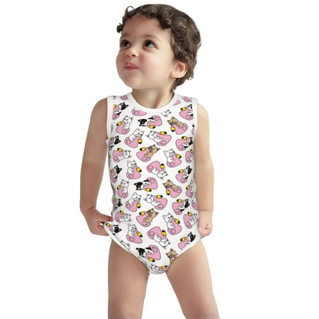 

Vsdgher French Bulldog Duck Print Baby Unisex Baby Cotton Sleeveless Bodysuits Soft and velvety comfortable and breathable