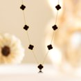 thumbnail image 3 of JeenMata Black Flower Station Necklace in Yellow Gold Plated, 3 of 7