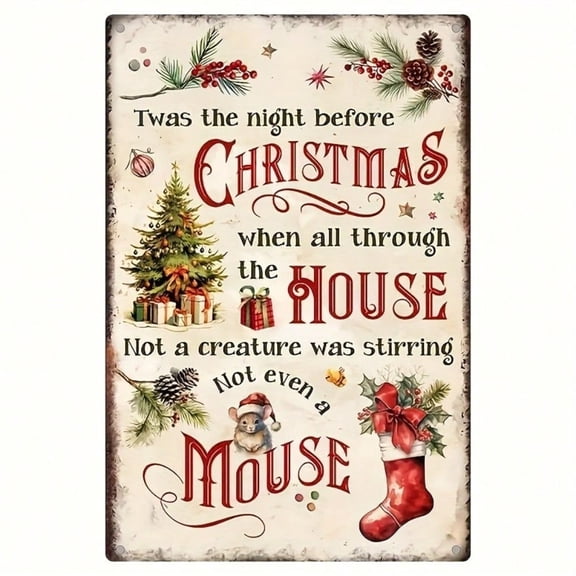 HELLOYOUNG Vintage Metal Sign 8x12 in, Before Christmas Eve Tin Poster, Retro Farmhouse Wall Art for Home Bar Cafe, Holiday Hanging Decoration