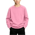 thumbnail image 3 of Rvasteizo Kids Boys Girls Sweatshirt Solid Crew Neck Thin Long Sleeve Pullover Top for Boys Girls 1-13Years, 3 of 5