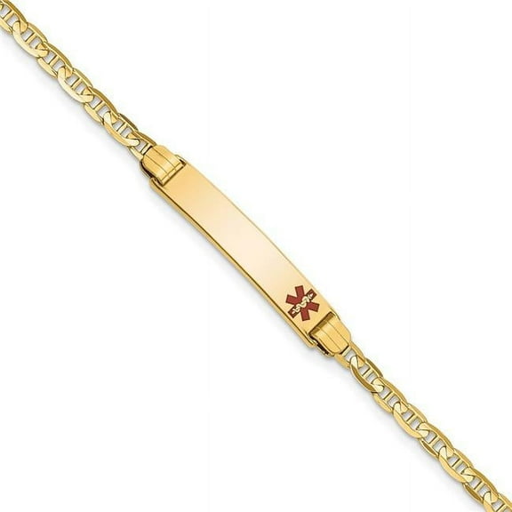 Primal Gold 14 Karat Yellow Gold Medical 6 Inch Anchor Link Child ID Bracelet