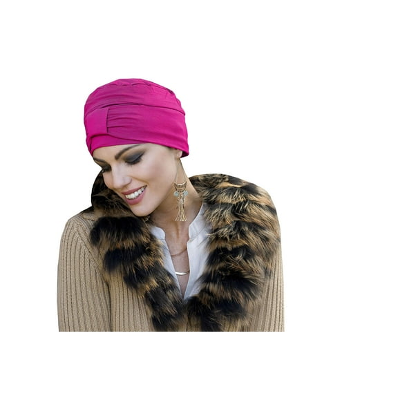 MASUMI Chemo Organic Headwear - ELLIE | Cancer Headwear for Women with Hair Loss | Alopecia Hats & Coverings | 95% Bamboo Hat (Colour: Pink)