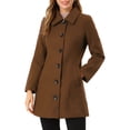 thumbnail image 4 of INSPIRE CHIC Women's Coat Single Breasted Long Sleeve Tunic-length Winter Outwear with Pockets XS Brown, 4 of 8