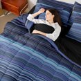 thumbnail image 5 of Castle Fairy Vintage Horizontal Stripe 7-Piece Twin Bedding,Retro Thin Line Bedding Comforter Set,Indigo Periwinkle Navy,Reversible, 5 of 7
