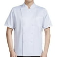 thumbnail image 2 of Bunblic Chef Jacket Chef Coat Short Sleeve Top Waiter Apparel Button Uniform Workwear for Kitchen Food Service Bakery Restaurant Cafe White XL, 2 of 8