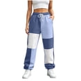 thumbnail image 2 of Nmnitkp Women's Color Block Joggers Sweatpants with Pockets Drawstring Elastic Waist Loose Fleece Winter Athletic Pants for Workout Lounge Casual Daily Wear Navy,XL, 2 of 6