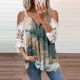 thumbnail image 2 of Elegante mujer casual cremallera cuello impresión blusa encaje manga corta camiseta verano Tops OAVQHLG3B Store  lin121212, 2 of 5