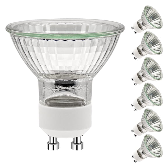 GU10 Halogen Bulbs - 120V 50W Dimmable Warm White (2700K) - Pack of 6 - Ideal for Candle Warmers & MR16 Fixtures with Glass Cover