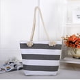 thumbnail image 2 of Xfvqtps Beach Bags for Women Hemp Rope Color Blocking Stripes Large Capacity Waterproof Sandproof Beach Tote Bag for Women Swim Pool Bag for Travel Vacation Nylon Tote Bag Gray, 2 of 6