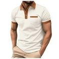thumbnail image 3 of YDLCAFD Men's Colour Block Chest Pocket Short Sleeve Button Down T Shirt Top, 3 of 5