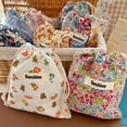 thumbnail image 2 of Bolsas de pañales con estampado de flores para mamá, bolsa de almacenamiento de pañales de algodón para bebé, bolsillo de cuerda para cochecito, paquete de transporte, viaje al aire libre, 2 of 4