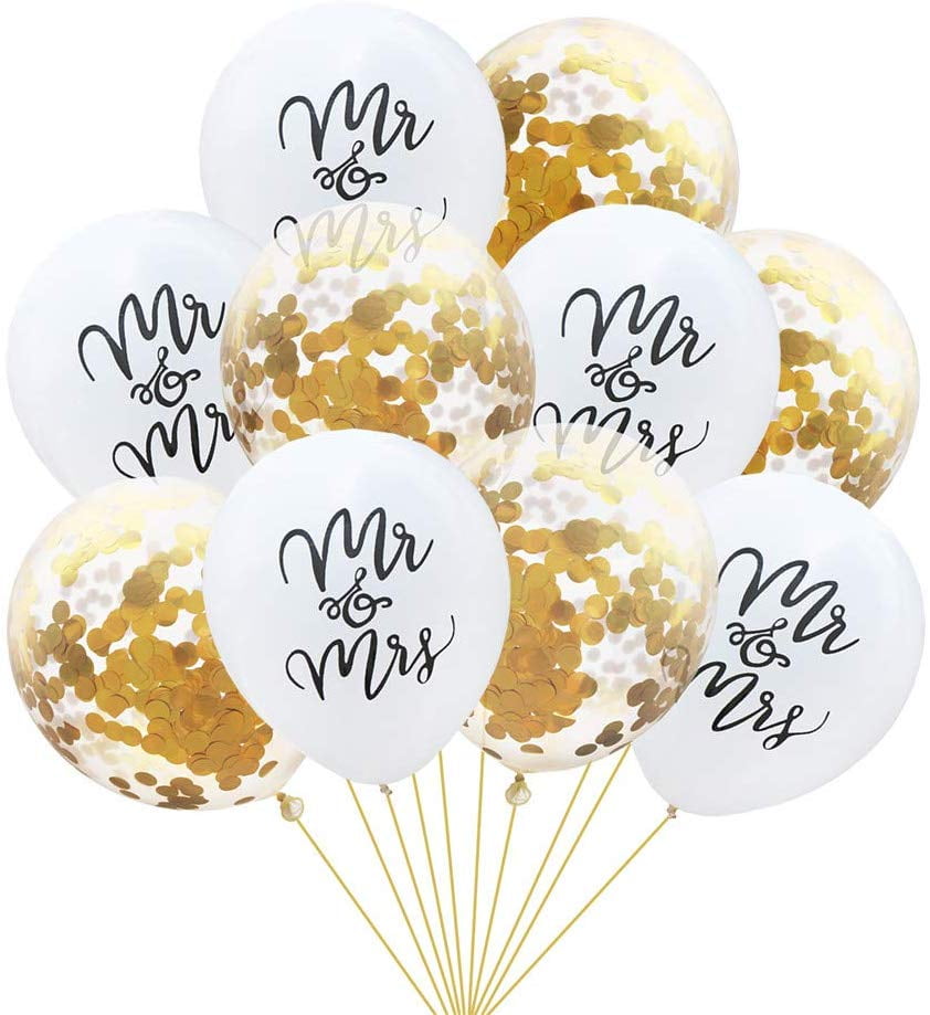 Tri Wedding Balloons 12 inch White Latex Mr /& Mrs Pack of 10