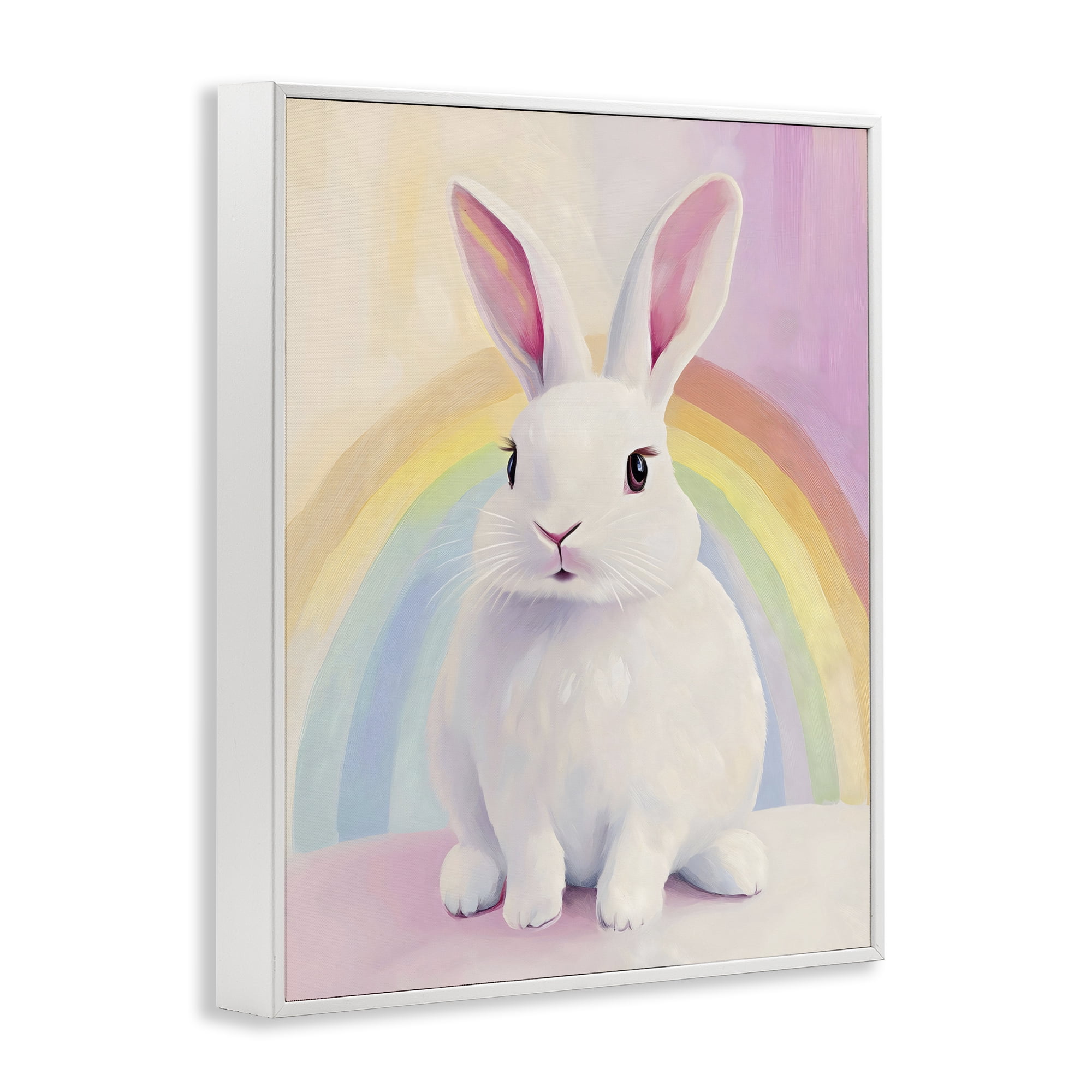 Stupell Industries Rainbow Bunny in Pastel Hues White Framed Giclee Art, design by The Prints Vibe