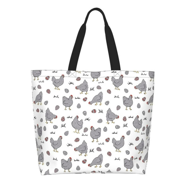 Balery Funny Chicken Bolsa Tote Estilo Estético con Cremalleras, Bolsa de Hombro, Bolsa de Compras Grande y Plegable