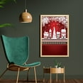 thumbnail image 2 of Christmas Wall Art with Frame, Winter Holidays Theme Gingerbread House Trees and Snowflakes Art Print, Printed Fabric Poster for Bathroom Living Room, 23" x 35", White Red, by Ambesonne, 2 of 2
