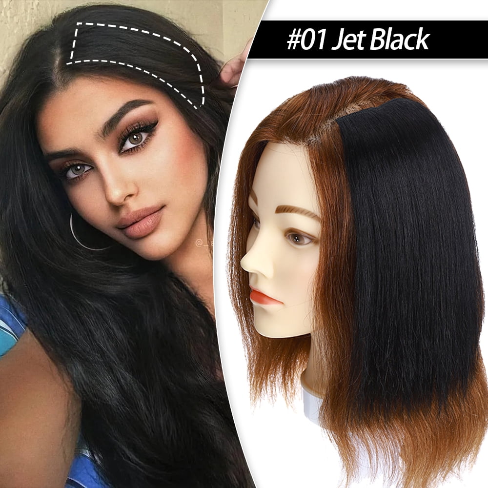 SEGO Real Remy Human Hair Mini Hair Pad Clip in 100% Human Hair Extensions Short Straight Thick One Piece Hair Pieces for Thinning Hair Topper/Side/Back Use