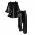 thumbnail image 3 of Womens Silk Satin Pajamas Long Sleeve Loungewear Two-piece Sleepwear Button-Down Pj Set, 3 of 5