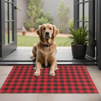 Red Black Checkerboard Checkered Pattern Door Rugs,Washable Non Slip Door Mats Indoor,Decorative Door Mats,Entry Mat Indoor for Entrance,Bedroom,Kitchen,Bathroom,20"x32"
