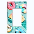 thumbnail image 5 of Metal Light Switch Plate Cover Colorful Doughnut Cupcake Ice Cream Collage Teal CAK042, 5 of 13