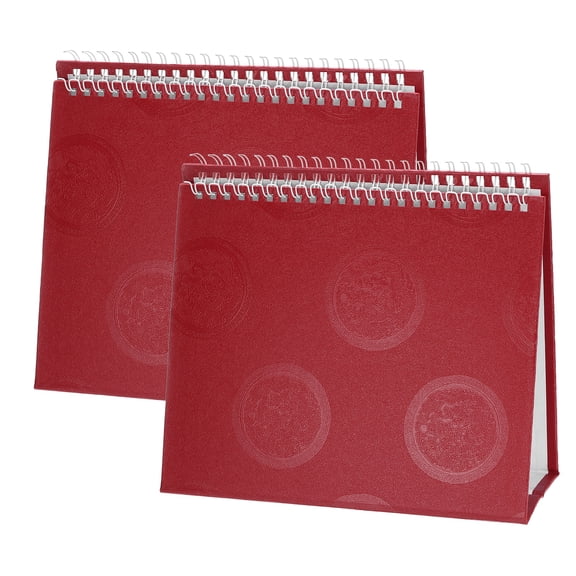 Uxcell 2 Pack Blank Desk Calendar Base, Flip Calendar Standing 8.3 x 6.7" Pearl Paper Small Desk Calendar for DIY Home Office Desktop Accessory Decor Monthly Planner, Red Dragon