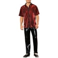 thumbnail image 2 of INSPIRE CHIC Sheer Mesh Shirts for Men's See Through Short Sleeves Party Disco Shiny Metallic Shirts XL Red, 2 of 4