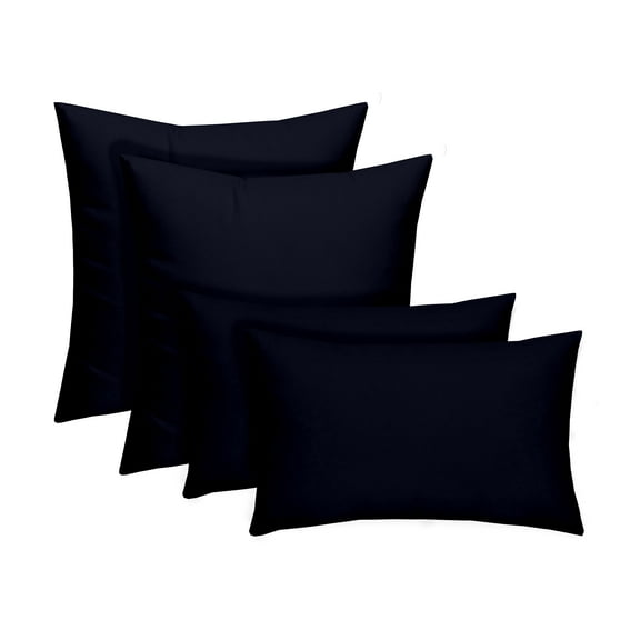 RSH Décor Indoor Outdoor Set of 4 Pillows 17" x 17" and 20" x 12", Solid Navy Blue