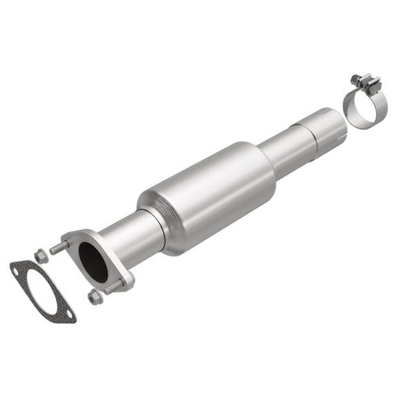 MagnaFlow California Converter 557107 Direct Fit California Catalytic Converter; 2.5 in. Main Tubing; 2.5 in. Inlet/Outlet; L-9 in.; W-4 in.; L-19.875 in. Overall; Not Air Tube Adaptable; Stainless;