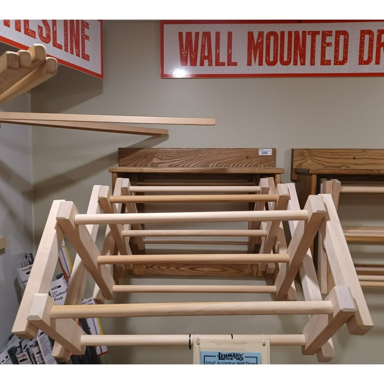 Lehman s Amish Made Wooden Accordion Clothes Drying Rack and Shelf Small