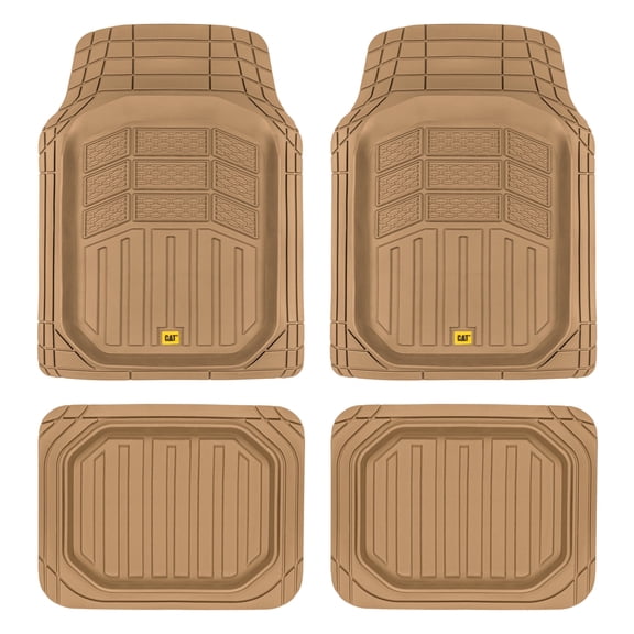 CAT CAMT-9014 (4-Piece) Deep Dish Rubber Truck Floor Mats, Trim To Fit for Car Truck SUV & Van, All Weather Total Protection Durable Liners Heavy Duty Odorless