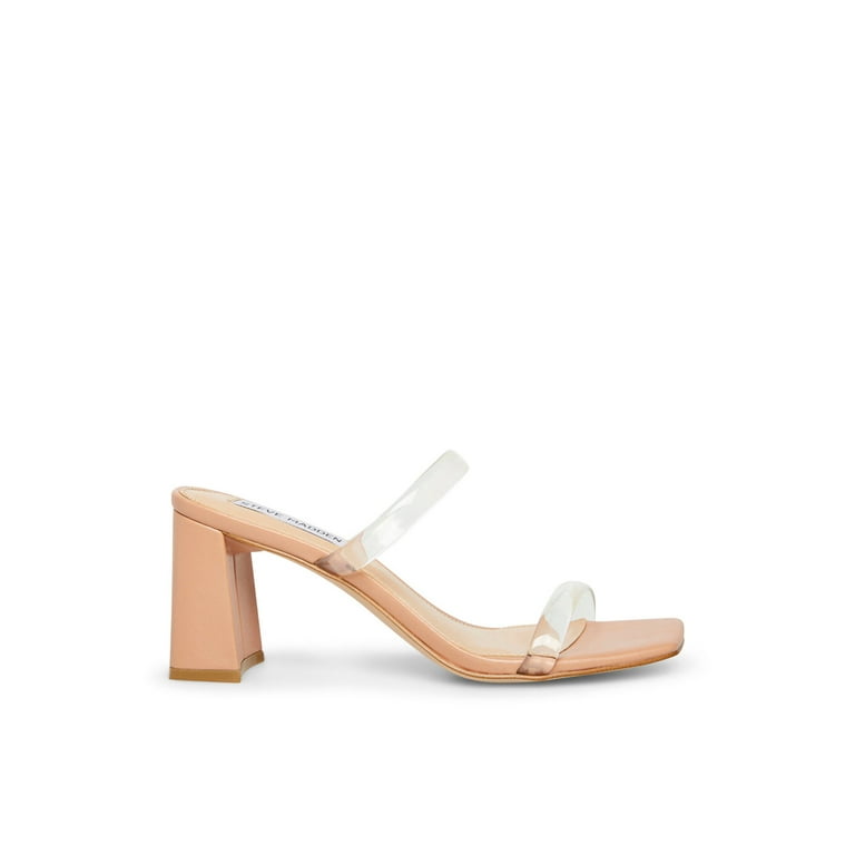 STEVE MADDEN Womens Clear Padded Lilah Square Toe Block Heel Slip On Dress Heeled Sandal 9.5 M Walmart