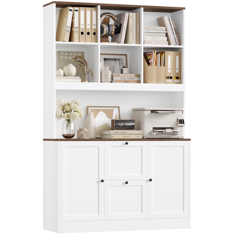 Homfa 71″ 6 Cubes Bookcases with 2 Storage Drawers and Charge