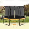 thumbnail image 2 of 14FT Trampoline, Round Outdoor Big Trampoline with Inner Safety Enclosure Net, Thickened Recreational Trampoline with Ladder and PVC Spring Cover Padding for Adults and Kids, Black+Orange, 2 of 7