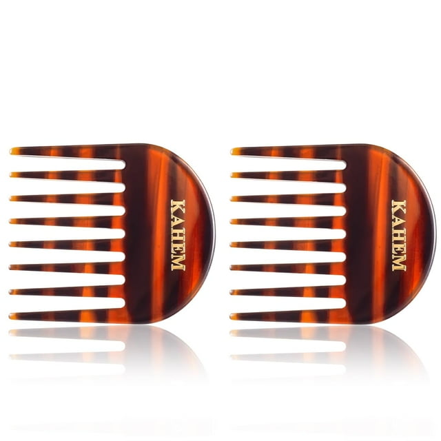 Paquete de 2 peines de dientes anchos de acetato hechos a mano para cabello rizado - Peines desenredantes profesionales para cabello húmedo y seco, ideales para todas las longitudes - Material ecológi