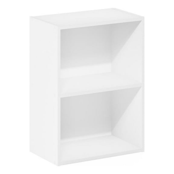 Pemberly Row Contemporary 2-Tier Open Shelf Bookcase in White