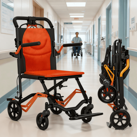 COZONY Lightweight Foldable Steel Transport Wheelchair with Removable Flip Armrests & Swing Footrests, 220 lb Limit