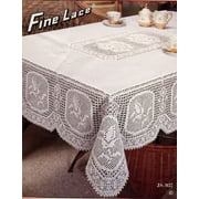 Sana Enterprises Vinyl Lace Crochet Tablecloth for Kitchen, Dining and Buffet, Floral, Stain Resistant,  White. 54x72 Inch Rectangle.
