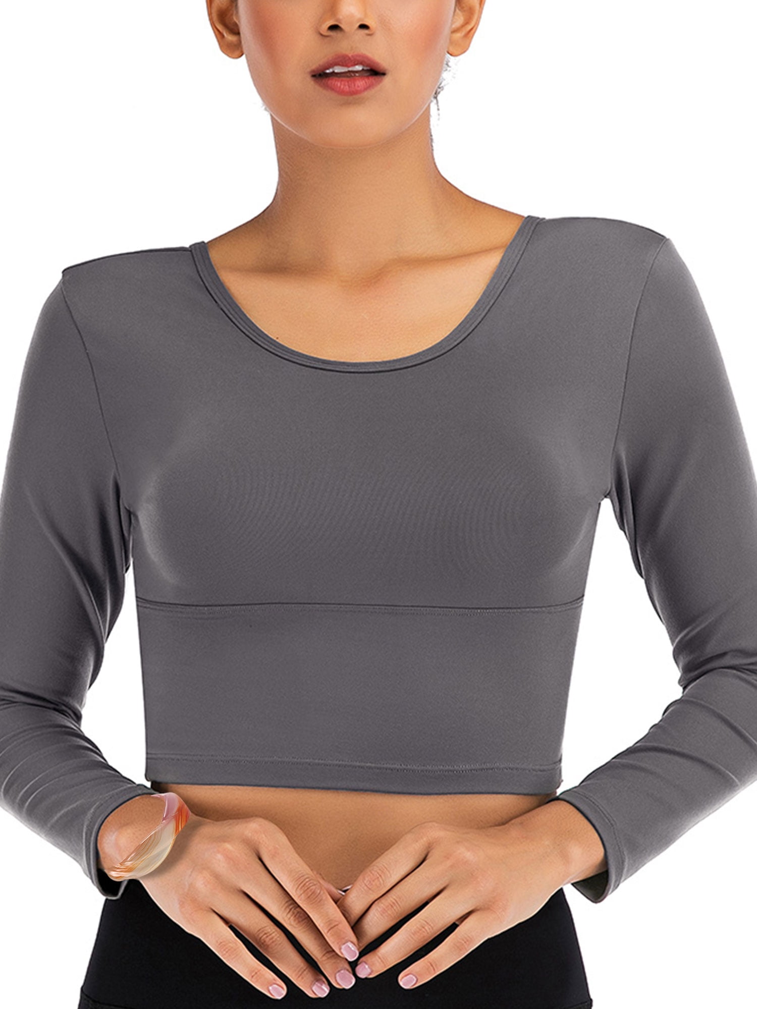long sleeve compression crop top