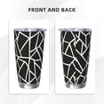 thumbnail image 4 of 20oz Car Cup Three-Piece Set Of Single Silver Edge No Smell Easy To Carry Heat Preservation For Daily Car Sports Travel Black Geometric Lines_2, 4 of 8