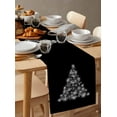 thumbnail image 6 of Christmas Tree Black Table Runner 72 Inches, Snowflakes Shining Xmas Tree Bed Runner Dresser Scarves Tabletop for Indoor Outdoor Parties/Ceremony/Banquet, 14" x 72", 6 of 8