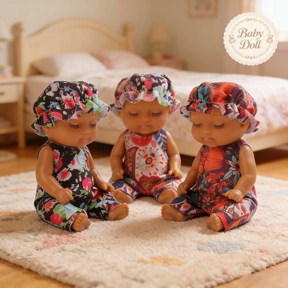 Black Reborn Baby Doll, Real Life Soft Newborn Doll With Outfit, Realistic Cute Pretend Play Dress‑up Early Educational Toy, Soft Safe Vinyl Doll, Christmas Birthday Gift for Kids Ages 3