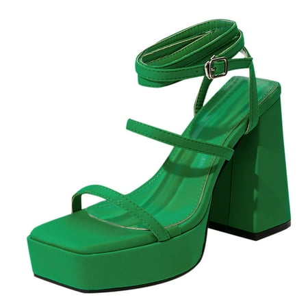 

Sandals Women Ankle Strappy Pumps Lace Up High Heels Sandals Buckle Shoes
