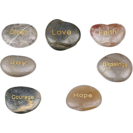 7 polished river stones engraved with inspirational words in (Best Way To Engrave Stone)