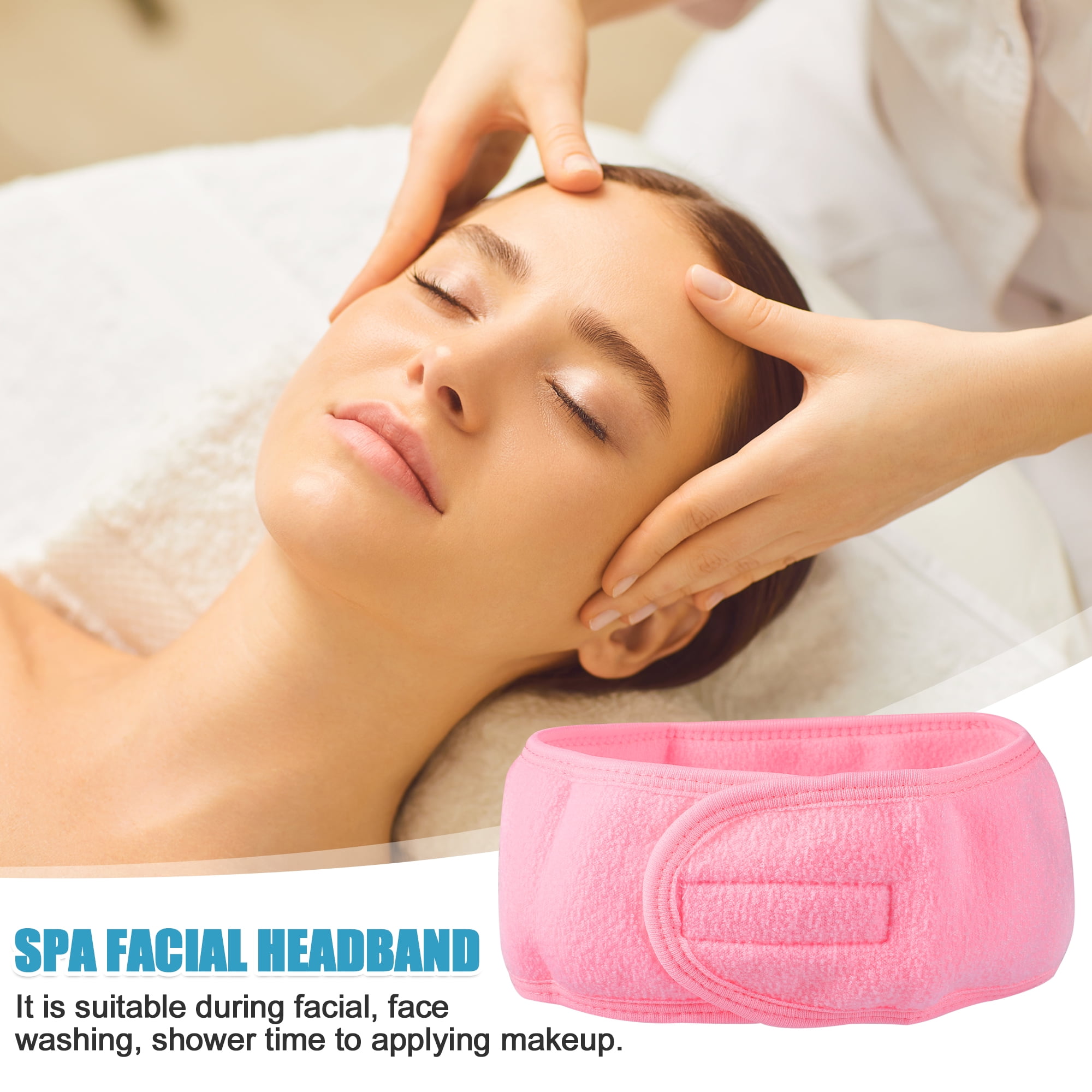 Unique Bargains 4 Pcs Spa Headband for Face Washing and Bathing Light Pink