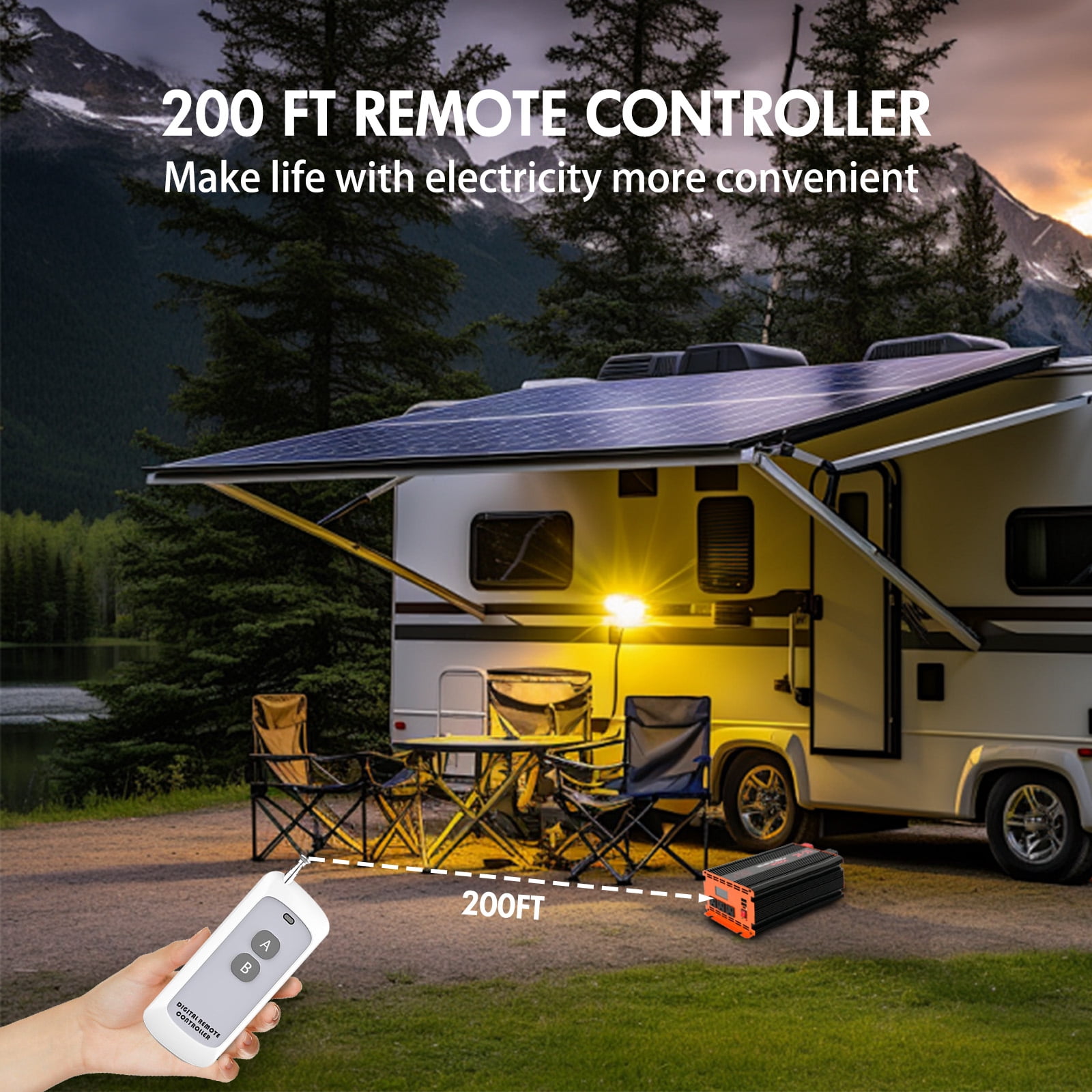 4000 Watt Power Inverter 12V DC to 110V/120V AC Converter Car Inverter with LCD Display