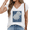 White, variant on Cozymy Elegant Navy Blue Floral Sleeveless Tee, Detailed White Hydrangea Graphic V-Neck Summer Shirt