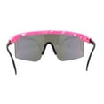 thumbnail image 4 of 80s Pop Paint Splatter Rimless Half Rim Oversize Sport Plastic Sunglasses Pink Gold Mirror, 4 of 4