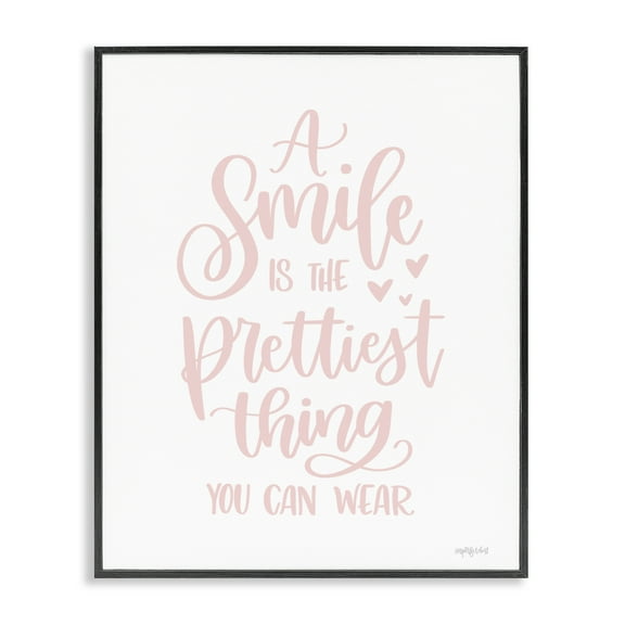 Stupell Industries Smile is Prettiest Thing Typography Painting Black Framed Art Print Wall Art, 11 x 14