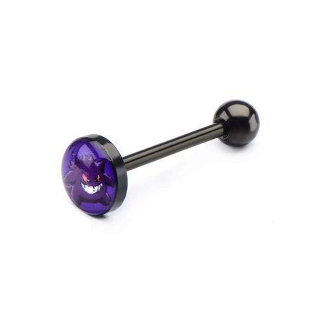 Pvd Plated Stainless Steel Case - Pokemon Gengar 14g 5/8 Black PVD Plated Stainless Steel Tongue Barbell