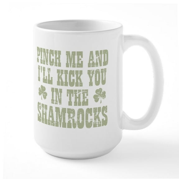 CafePress - Shamrocks Large Mug - 15 oz Ceramic Large White Novelty Mug